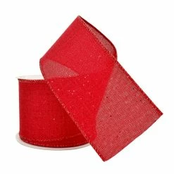 Best Pirce 🎉 2.5" x 20ft. Glitter Faux Linen Wired Ribbon by Celebrate It™ 🔔 Christmas 🎁 -Christmas Shop 10696113 2