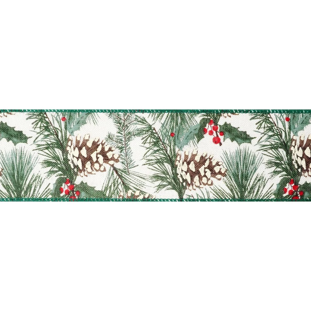 Discount π 2.5" x 20ft. Faux Linen Wired Pinecone Ribbon by Celebrate It™ π Christmas π₯ 5 Discount π 2.5" x 20ft. Faux Linen Wired Pinecone Ribbon by Celebrate It™ π Christmas π₯ - Image 3