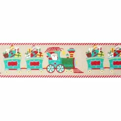 Promo 😀 2.5" x 20ft. Faux Linen Wired Santa Train Ribbon by Celebrate It™ 🎁 Christmas 😉 -Christmas Shop 10696120 3