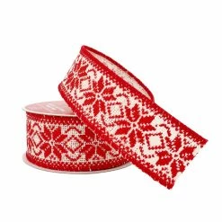 Promo 👏 1.5" x 18ft. Faux Burlap Wired Snowflake Ribbon by Celebrate It™ 🎅 Christmas 🌟 -Christmas Shop 10696126 2