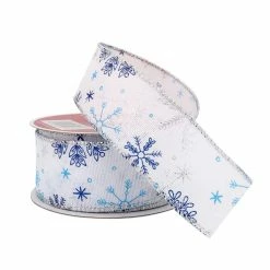 Best Sale ⌛ 1.5" x 30ft. Taffeta Wired Foil Snowflake Ribbon by Celebrate It™ 🎄 Christmas 💯 -Christmas Shop 10696132 2