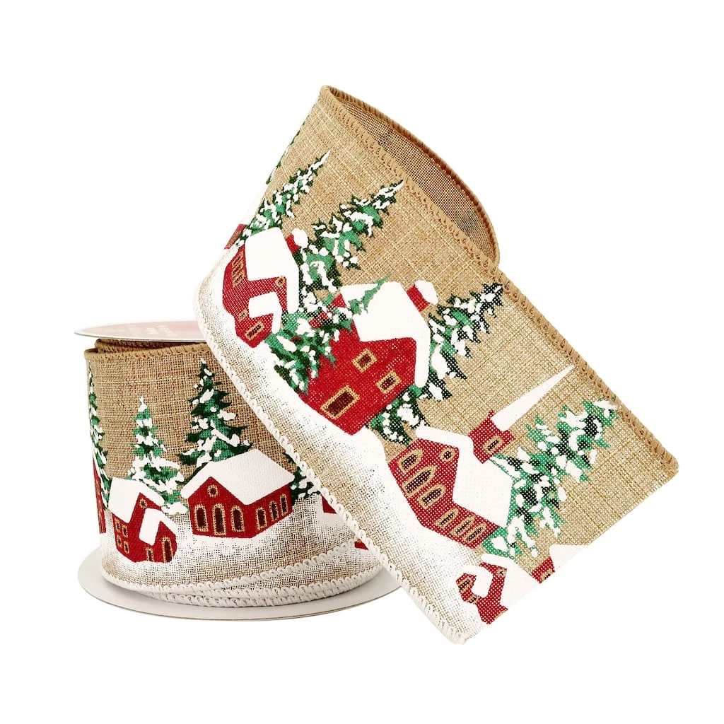 Cheapest π 2.5" x 20ft. Faux Linen Wired Cottage Ribbon by Celebrate It™ π Christmas β¨ 4 Cheapest π 2.5" x 20ft. Faux Linen Wired Cottage Ribbon by Celebrate It™ π Christmas β¨ - Image 2