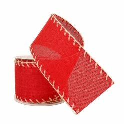 Coupon 🔥 2.5" x 20ft. Faux Linen Wired Blanket Stitch Ribbon by Celebrate It™ 🔔 Christmas 🧨 -Christmas Shop 10696136 2