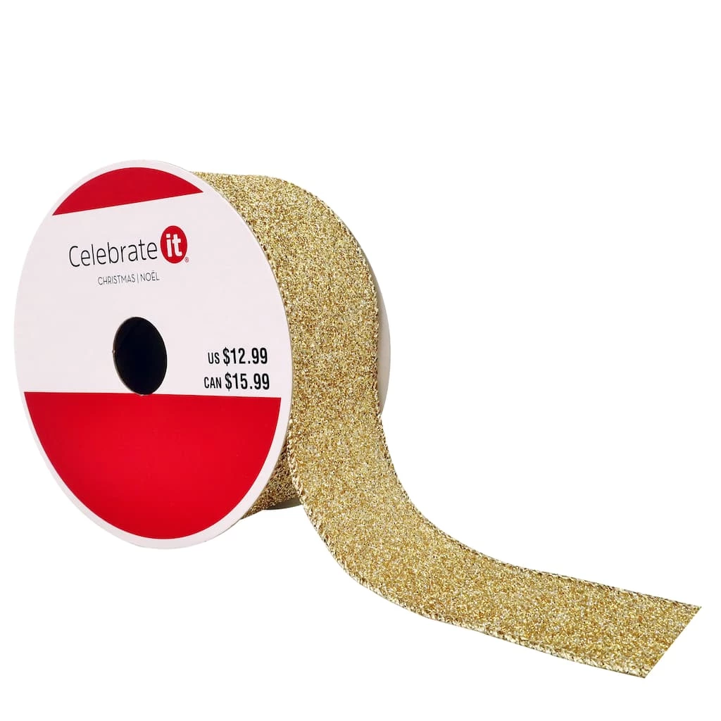 Cheapest π 1.5" x 25ft. Glitter Taffeta Wired Ribbon by Celebrate It™ π Christmas π 3 Cheapest π 1.5" x 25ft. Glitter Taffeta Wired Ribbon by Celebrate It™ π Christmas π