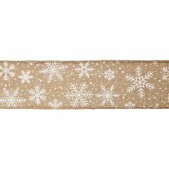 Discount 👏 2.5" x 20ft. Faux Linen Wired Snowflake Ribbon by Celebrate It™ 🎁 Christmas 🎉 -Christmas Shop 10696141 3