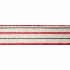Best Pirce ⭐ 2.5" x 20ft. Faux Cotton Wired Stripes Ribbon by Celebrate It™ 🎁 Christmas 🔔 -Christmas Shop 10696143 3