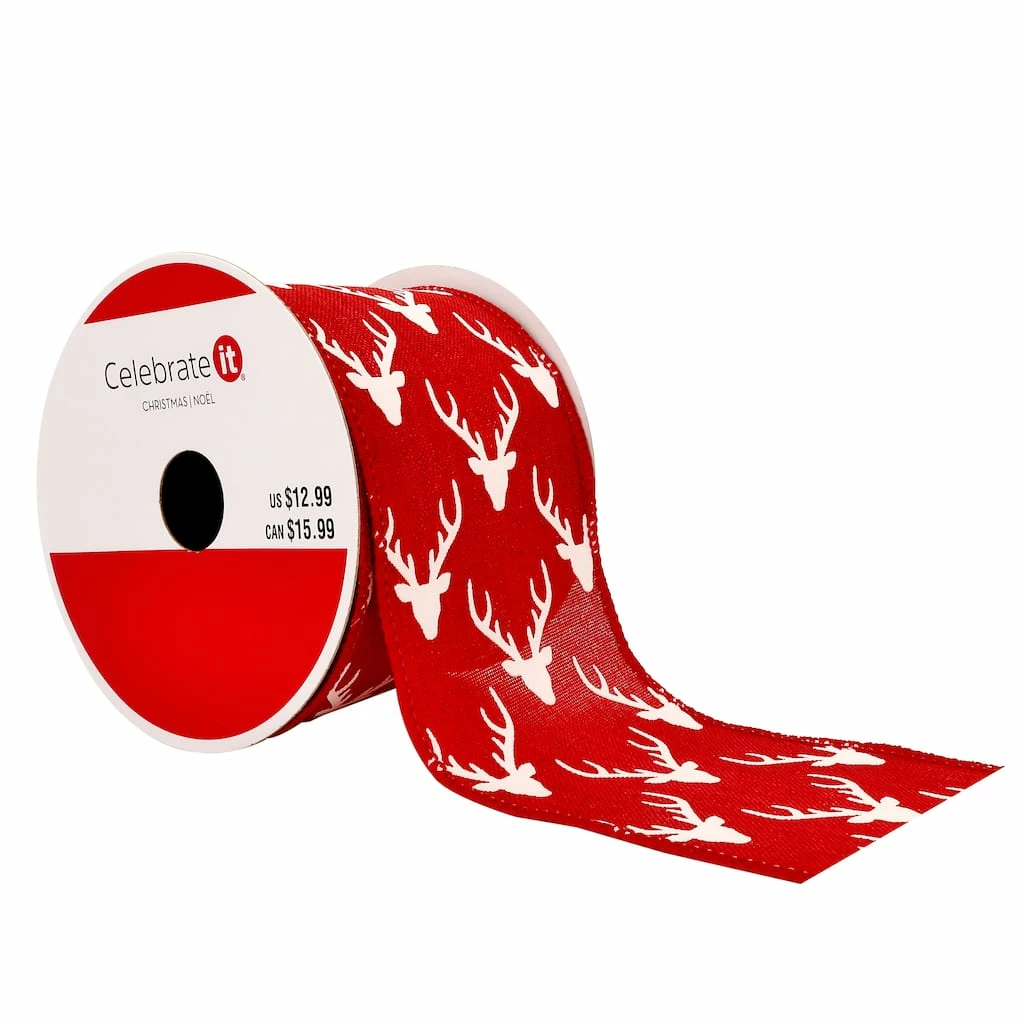 Budget π 2.5" x 20ft. Faux Linen Wired Antlers Ribbon by Celebrate It™ π Christmas π 3 Budget π 2.5" x 20ft. Faux Linen Wired Antlers Ribbon by Celebrate It™ π Christmas π