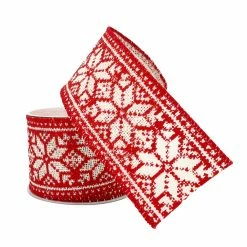 Best Sale ⌛ 2.5" x 18ft. Cotton Wired Snowflakes Ribbon by Celebrate It™ 🎄 Christmas 🎁 -Christmas Shop 10696154 2