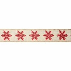 Cheap 🛒 1.5" x 30ft. Faux Linen Wired Snowflakes Ribbon by Celebrate It™ 🎄 Christmas 🌟 -Christmas Shop 10696184 3