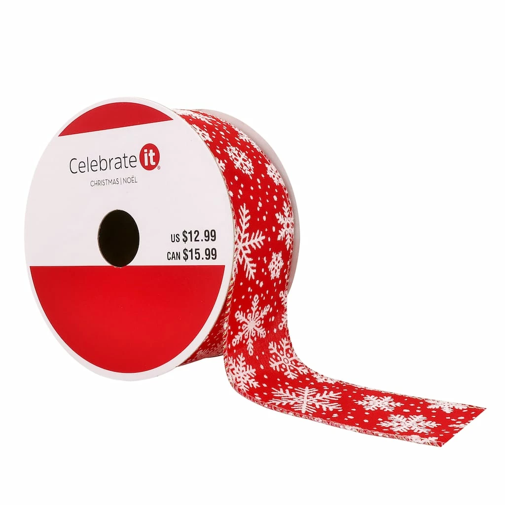 Cheap β¨ 1.5" x 30ft. Taffeta Wired Snowflakes Ribbon by Celebrate It™ π Christmas β 3 Cheap β¨ 1.5" x 30ft. Taffeta Wired Snowflakes Ribbon by Celebrate It™ π Christmas β