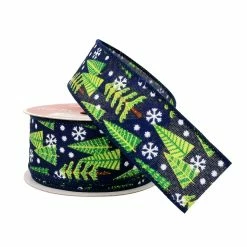 Brand new 🌟 1.5" x 30ft. Faux Linen Wired Trees Ribbon by Celebrate It™ 🎁 Christmas ❤️ -Christmas Shop 10696195 2