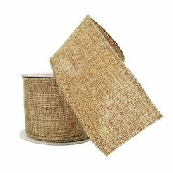Deals ⭐ 2.5" x 20ft. Metallic Faux Linen Wired Ribbon by Celebrate It™ 🎄 Christmas 👍 -Christmas Shop 10696206 2