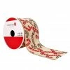 Promo 🎉 2.5" x 20ft. Faux Linen Wired 🍬 Candy Canes Ribbon by Celebrate It™ ❄ Christmas ⌛ -Christmas Shop 10696262 1