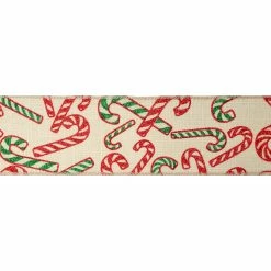 Promo π 2.5" x 20ft. Faux Linen Wired π¬ Candy Canes Ribbon by Celebrate It™ β Christmas β 7 Promo π 2.5" x 20ft. Faux Linen Wired π¬ Candy Canes Ribbon by Celebrate It™ β Christmas β -Christmas Shop 10696262 3