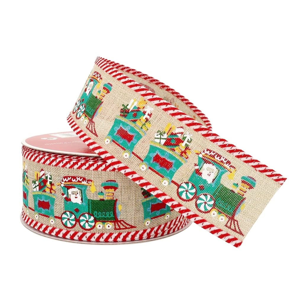 Top 10 β 1.5" x 30ft. Faux Linen Wired Santa Train Ribbon by Celebrate It™ π Christmas π 4 Top 10 β 1.5" x 30ft. Faux Linen Wired Santa Train Ribbon by Celebrate It™ π Christmas π - Image 2