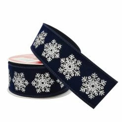 Cheapest 👍 1.5" x 25ft. Faux Linen Wired Snowflakes Ribbon by Celebrate It™ 🎅 Christmas 👏 -Christmas Shop 10696271 2