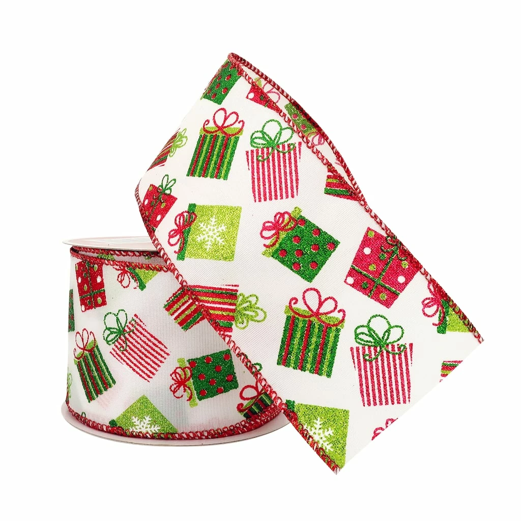 Wholesale π₯° 2.5" x 20ft. Taffeta Wired Gift Boxes Ribbon by Celebrate It™ π Christmas β 4 Wholesale π₯° 2.5" x 20ft. Taffeta Wired Gift Boxes Ribbon by Celebrate It™ π Christmas β - Image 2
