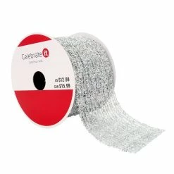 Outlet β€οΈ 2.5" x 20ft. Metallic Wired Tinsel Ribbon by Celebrate It™ π Christmas π
