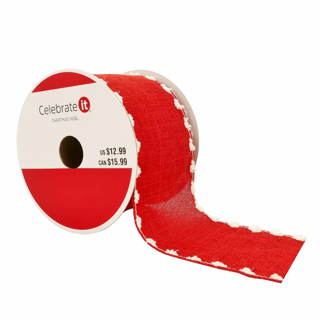 Best deal π 2.5" x 20ft. Faux Linen & Pom Pom Edge Wired Ribbon by Celebrate It™ π Christmas β 3 Best deal π 2.5" x 20ft. Faux Linen & Pom Pom Edge Wired Ribbon by Celebrate It™ π Christmas β