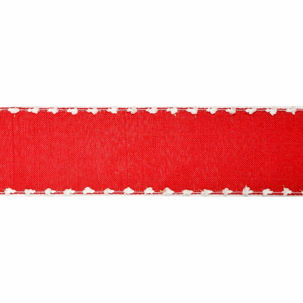 Best deal π 2.5" x 20ft. Faux Linen & Pom Pom Edge Wired Ribbon by Celebrate It™ π Christmas β 5 Best deal π 2.5" x 20ft. Faux Linen & Pom Pom Edge Wired Ribbon by Celebrate It™ π Christmas β - Image 3