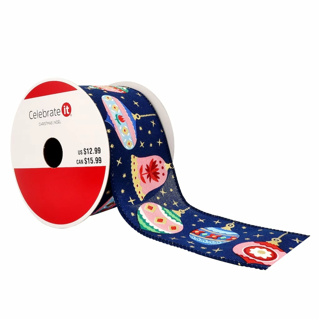Wholesale π₯° 2.5" x 20ft. Faux Linen Wired Ornaments Ribbon by Celebrate It™ π Christmas β 3 Wholesale π₯° 2.5" x 20ft. Faux Linen Wired Ornaments Ribbon by Celebrate It™ π Christmas β