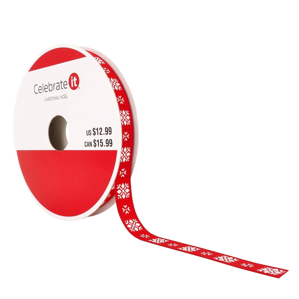 Flash Sale β 3/8" x 30ft. Grosgrain Snowflake Ribbon by Celebrate It™ π Christmas π 3 Flash Sale β 3/8" x 30ft. Grosgrain Snowflake Ribbon by Celebrate It™ π Christmas π