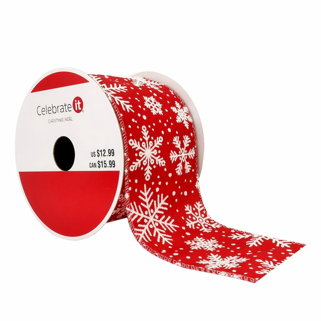 Brand new βοΈ 2.5" x 20ft. Taffeta Wired Snowflake Ribbon by Celebrate It® π Christmas β 3 Brand new βοΈ 2.5" x 20ft. Taffeta Wired Snowflake Ribbon by Celebrate It® π Christmas β