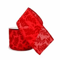 Brand new 🎉 2.5" x 20ft. Faux Linen Wired Flocked Pattern Ribbon by Celebrate It® 🎄 Christmas 💯 -Christmas Shop 10696309 2