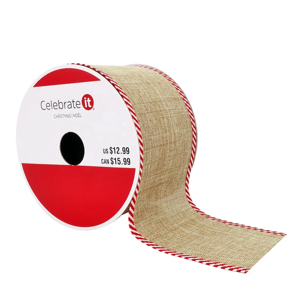 Cheap π 2.5" x 20ft. Faux Linen Wired Ribbon by Celebrate It® π Christmas 𧨠3 Cheap π 2.5" x 20ft. Faux Linen Wired Ribbon by Celebrate It® π Christmas π§¨