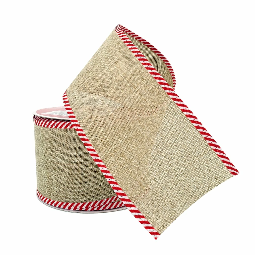 Cheap π 2.5" x 20ft. Faux Linen Wired Ribbon by Celebrate It® π Christmas 𧨠4 Cheap π 2.5" x 20ft. Faux Linen Wired Ribbon by Celebrate It® π Christmas 𧨠- Image 2