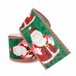 Wholesale ⭐ 2.5" x 20ft. Faux Linen Wired Santa Claus Ribbon by Celebrate It® 🔔 Christmas 🥰 -Christmas Shop 10696313 2