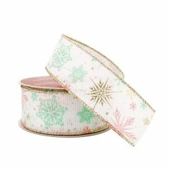 Deals 🛒 1.5" x 30ft. Taffeta Wired Foil Snowflake Ribbon by Celebrate It® 🎄 Christmas 🌟 -Christmas Shop 10696341 2