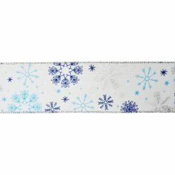 New 🌟 2.5" x 20ft. Taffeta Wired Foil Snowflake Ribbon by Celebrate It® 🎄 Christmas 🔔 -Christmas Shop 10696342 3