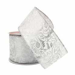 Best Pirce 🌟 2.5" x 20ft. Faux Linen Foil Wired Ribbon by Celebrate It® 🎄 Christmas 🔔 -Christmas Shop 10696349 2