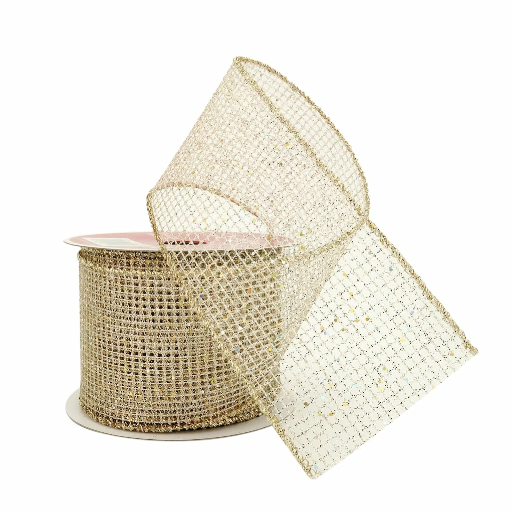 Brand new π 2.5" x 20ft. Net Wired Glitter Ribbon by Celebrate It® π Christmas β 4 Brand new π 2.5" x 20ft. Net Wired Glitter Ribbon by Celebrate It® π Christmas β - Image 2