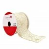 Buy 🎉 2.5" x 20ft. Faux Linen Wired Dotted Ribbon by Celebrate It® 🎁 Christmas 🧨 -Christmas Shop 10696372 1