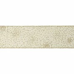 Buy 🎉 2.5" x 20ft. Faux Linen Wired Dotted Ribbon by Celebrate It® 🎁 Christmas 🧨 -Christmas Shop 10696372 3