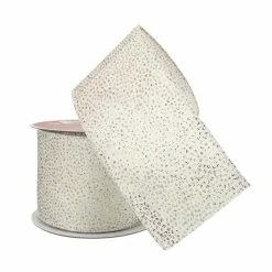 Buy 🎉 2.5" x 20ft. Faux Linen Wired Glitter Dots Ribbon by Celebrate It® 🎁 Christmas 😀 -Christmas Shop 10696392 2