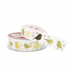 Best deal 👍 7/8" x 24ft. Taffeta Foil Bird Ribbon by Celebrate It® 🔔 Christmas 🌟 -Christmas Shop 10696399 2