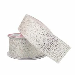 Buy 😉 1.5" x 30ft. Faux Linen Wired Dots Ribbon by Celebrate It® 🎅 Christmas 🔥 -Christmas Shop 10696413 2