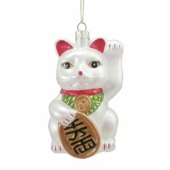 New 😉 4" Glass Money Cat Ornament by Ashland® 🎄 Christmas 👏