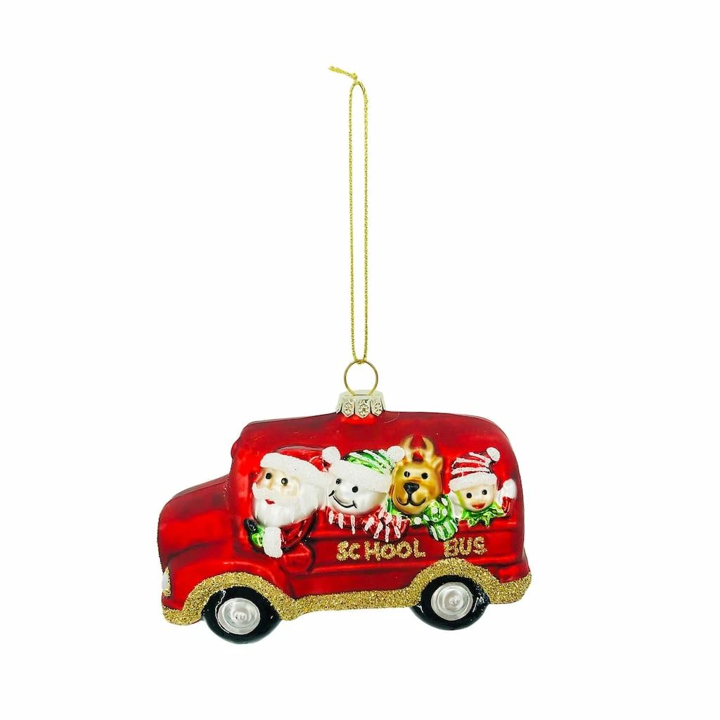 Discount π Santa School Bus Glass Ornament by Ashland® π 3 Discount π Santa School Bus Glass Ornament by Ashland® π