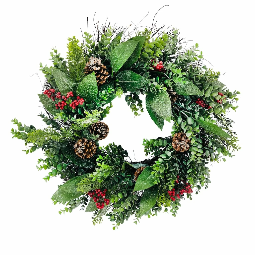 Budget 🌟 24" Sugar Eucalyptus, Red Berry & Pinecone Wreath by Ashland® 👏 3 Budget 🌟 24" Sugar Eucalyptus, Red Berry & Pinecone Wreath by Ashland® 👏