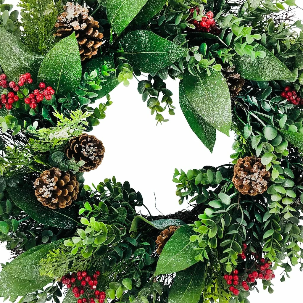 Budget 🌟 24" Sugar Eucalyptus, Red Berry & Pinecone Wreath by Ashland® 👏 4 Budget 🌟 24" Sugar Eucalyptus, Red Berry & Pinecone Wreath by Ashland® 👏 - Image 2