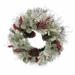 Buy 𧨠24" Glittery Flocked Green & Red Berry & Leaf Wreath by Ashland® π