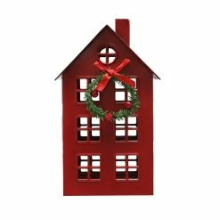 Outlet ✔️ 10" Red House With Wreath Tabletop Decoration by Ashland® 😀