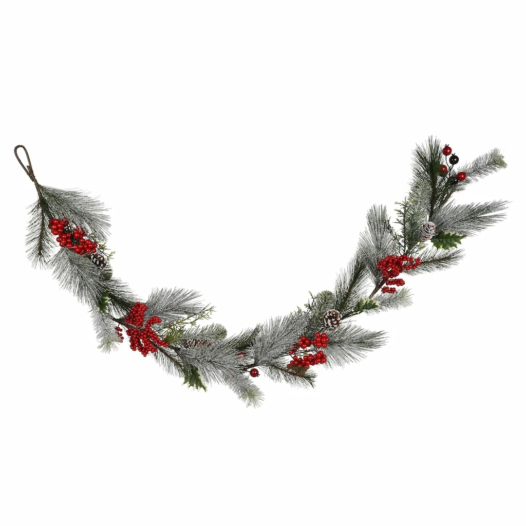 New ❤️ 6ft. Snow Pine & Red Berry Garland by Ashland® ⌛ 4 New ❤️ 6ft. Snow Pine & Red Berry Garland by Ashland® ⌛ - Image 2