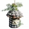 Cheap 👏 5'' Hedgehog with White and Black Plaid Pinecone House 🎄 Christmas Ornament by Ashland® 🌟