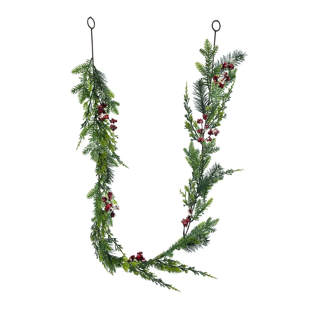 Wholesale ❤️ 6ft. Snowy Cedar & Red Berry Garland by Ashland® ⭐ 4 Wholesale ❤️ 6ft. Snowy Cedar & Red Berry Garland by Ashland® ⭐ - Image 2