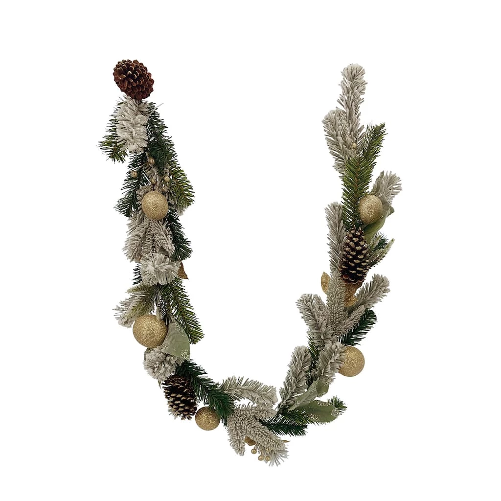 Outlet 🎁 6ft. Snowy Pine & Gold Ornament Garland by Ashland® 🎁 4 Outlet 🎁 6ft. Snowy Pine & Gold Ornament Garland by Ashland® 🎁 - Image 2